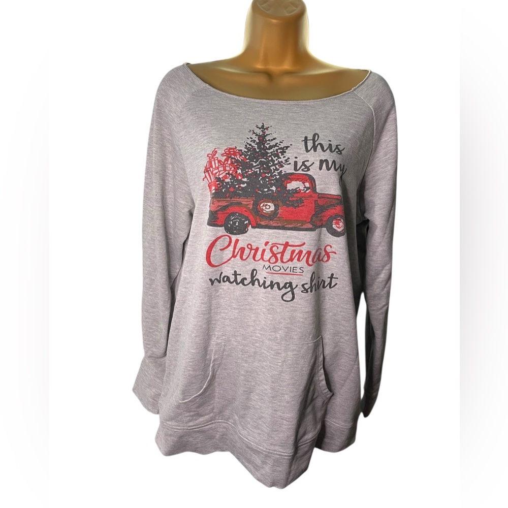 Graphic Lounge Sweatshirt Christmas Movies Truck Print Gray L